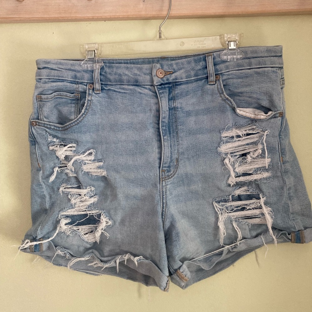 American Eagle Outfitters Light Wash Distressed Denim Shorts
